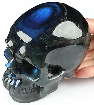 5.1" Labradorite Hand Carved Crystal Skull, Super Realistic, Crystal Healing