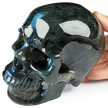 5.2" Labradorite Hand Carved Crystal Skull, Super Realistic, Crystal Healing