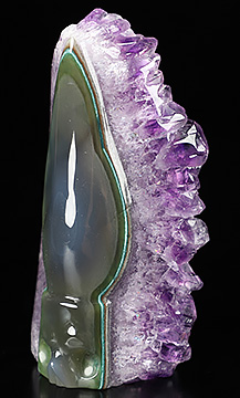 3.5" Agate Amethyst Druse Hand Carved Crystal Skull Fine Art Sculpture, Crystal Healing