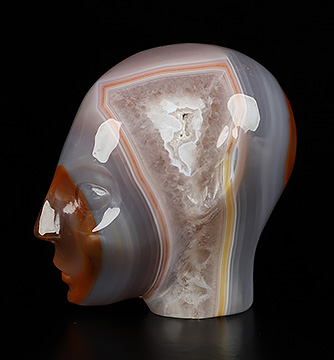 1.7" Premium Brazilian Agate Hand Carved Fairy Elf Alien Crystal Skull Companion Sculpture, Crystal Healing