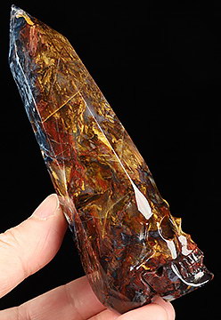 4.9" Pietersite Hand Carved Crystal Skull Fine Art Sculpture, Crystal Healing