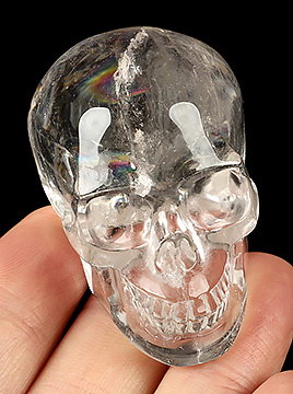 2.0" Quartz Rock Crystal Hand Carved Crystal Skull, Realistic, Crystal Healing