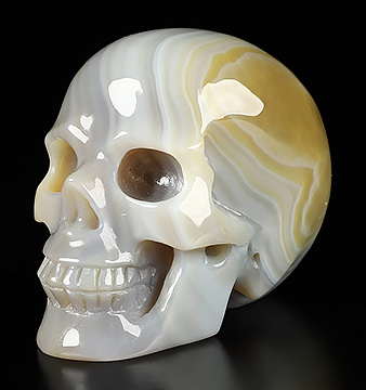 2.0" Agate Hand Carved Crystal Skull, Realistic, Crystal Healing