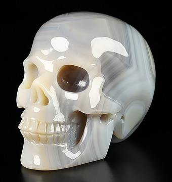2.0" Agate Hand Carved Crystal Skull, Realistic, Crystal Healing
