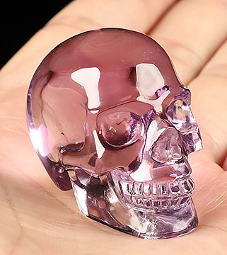Gemstone 1.7" Clear Amethyst Hand Carved Crystal Skull, Realistic, Crystal Healing