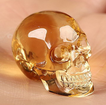 Gemstone 0.8" Citrine Hand Carved Crystal Skull, Realistic, Crystal Healing