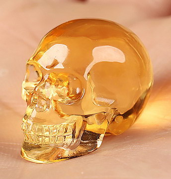 Gemstone 0.8" Citrine Hand Carved Crystal Skull, Realistic, Crystal Healing