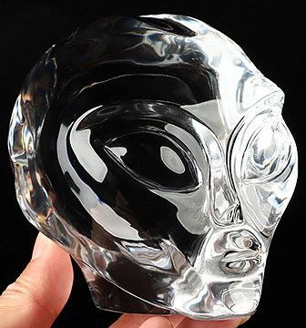 4.3" K9 Crystal Star Being Female Alien Crystal Skull Companion, Hand Carved Gemstone Fine Art Sculpture, Reiki Healing Stone Statue