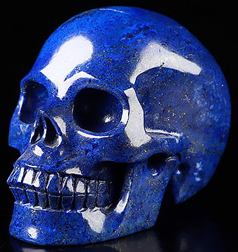 Gemstone 3.5" Lapis Lazuli Hand Carved Crystal Skull, Realistic, Crystal Healing