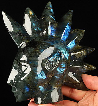 6.0" Labradorite Hand Carved Punk Crystal Skull Sculpture, Crystal Healing
