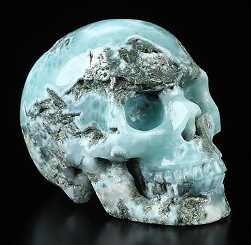 Gemstone 2.0" Larimar Hand Carved Crystal Skull, Realistic, Crystal Healing