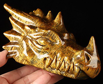 6.0" New Pietersite Hand Carved Crystal Dragon Head Skull Sculpture, Crystal Healing
