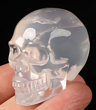 1.8" Milky Quartz Hand Carved Crystal Skull, Realistic, Crystal Healing