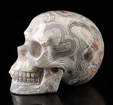 Gemstone 1.6" Red Crazy Lace Agate Hand Carved Crystal Skull, Realistic, Crystal Healing