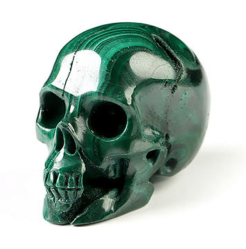 Gemstone 1.1" Malachite Hand Carved Crystal Skull, Realistic, Crystal Healing