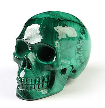 Gemstone 1.1" Malachite Hand Carved Crystal Skull, Realistic, Crystal Healing