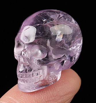 Gemstone 0.9" Amethyst Hand Carved Crystal Skull, Realistic, Crystal Healing