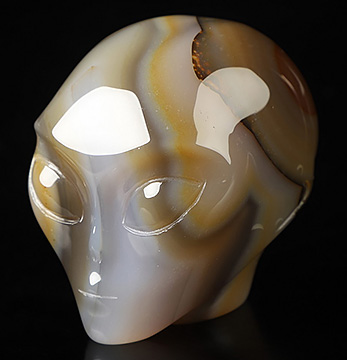 2.0" Premium Brazilian Agate Star Being Female Alien Crystal Skull Companion, Hand Carved Gemstone Fine Art Sculpture, Reiki Healing Stone Statue