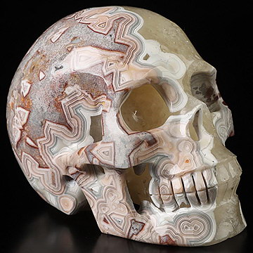 Gemstone 4.1" Red Crazy Lace Agate Hand Carved Crystal Skull, Realistic, Crystal Healing