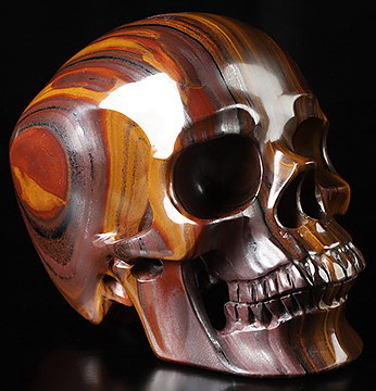 5.2" Colorful Tiger Iron Eye Hand Carved Crystal Skull, Super Realistic, Crystal Healing