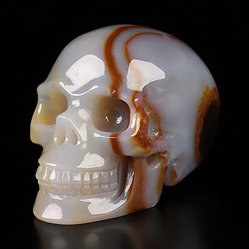 1.4" Agate Hand Carved Crystal Skull, Realistic, Crystal Healing