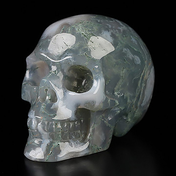 1.3" Green Moss Agate Hand Carved Crystal Skull, Realistic, Crystal Healing