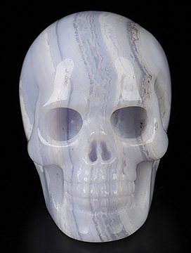 Gemstone 1.4" Blue Lace Agate Hand Carved Crystal Skull, Realistic, Crystal Healing