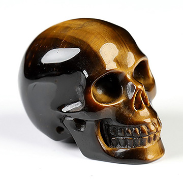 Gemstone 0.9" Blue & Gold Tiger's Eye Hand Carved Crystal Skull, Realistic, Crystal Healing
