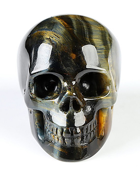 Gemstone 1.2" Blue & Gold Tiger's Eye Hand Carved Crystal Skull, Realistic, Crystal Healing