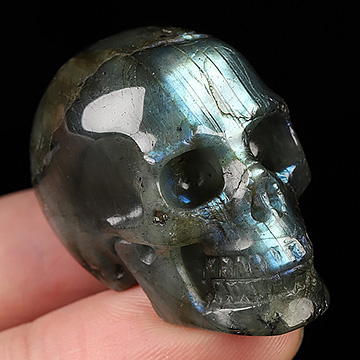 1.5" Labradorite Hand Carved Crystal Skull, Realistic, Crystal Healing