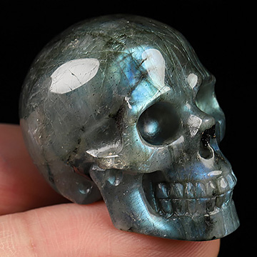 1.4" Labradorite Hand Carved Crystal Skull, Realistic, Crystal Healing