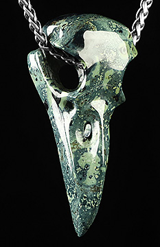 Necklace of 2.3" Kambaba Jasper Hand Carved Crystal Skull Pendant, Skull Jewelry