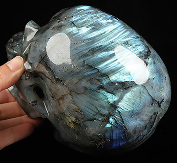 Super Realistic! Lifesized 6.9" Labradorite Hand Carved Crystal Skull, Crystal Healing