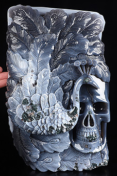 10.2" Agate Amethyst Druse Hand Carved Crystal Peacock Fine Art Sculpture, Crystal Healing