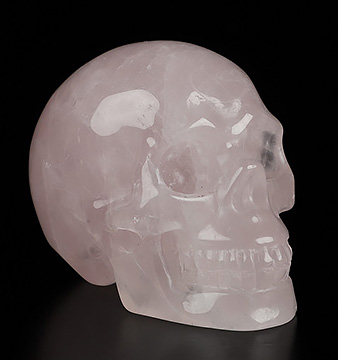2.0" Rose Quartz Hand Carved Crystal Skull, Realistic, Crystal Healing
