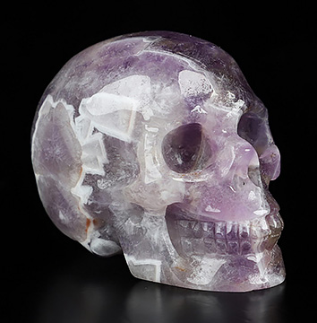 2.0" Dream Chevron Amethyst Hand Carved Crystal Skull, Realistic, Crystal Healing