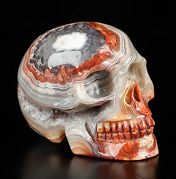 Gemstone 1.9" Red Crazy Lace Agate Hand Carved Crystal Skull, Realistic, Crystal Healing