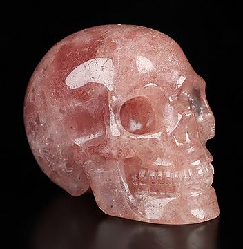 2.0" Strawberry Quartz Hand Carved Crystal Skull, Realistic, Crystal Healing