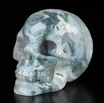 2.0" Green Moss Agate Hand Carved Crystal Skull, Realistic, Crystal Healing