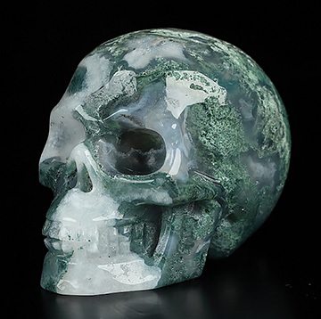 2.0" Green Moss Agate Hand Carved Crystal Skull, Realistic, Crystal Healing