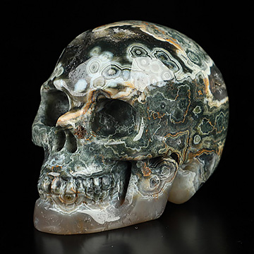 2.0" Ocean Jasper Hand Carved Crystal Skull, Realistic, Crystal Healing