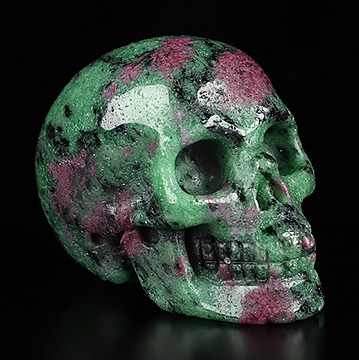 2.0" Ruby Zoisite Hand Carved Crystal Skull, Realistic, Crystal Healing