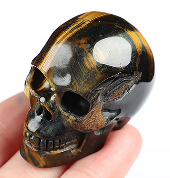 Gemstone 2.0" Blue & Gold Tiger's Eye Hand Carved Crystal Skull, Realistic, Crystal Healing