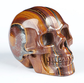 2.0" Colorful Tiger Iron Eye Hand Carved Crystal Skull, Realistic, Crystal Healing