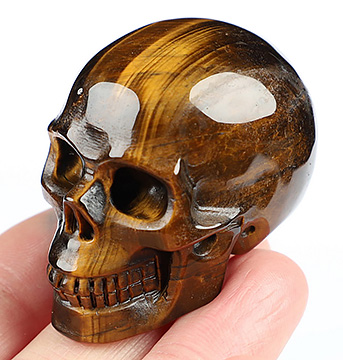 2.0" Gold Tiger's Eye Hand Carved Crystal Skull, Realistic, Crystal Healing