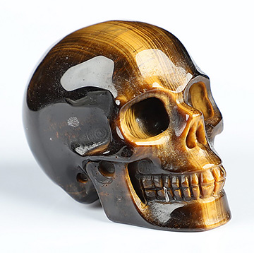 2.0" Gold Tiger's Eye Hand Carved Crystal Skull, Realistic, Crystal Healing
