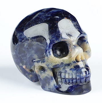 2.0" Sodalite Hand Carved Crystal Skull, Realistic, Crystal Healing
