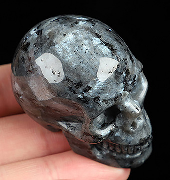 2.0" Larvikite Hand Carved Crystal Skull, Realistic, Crystal Healing