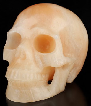 5.0" Selenite Hand Carved Crystal Skull, Realistic, Crystal Healing