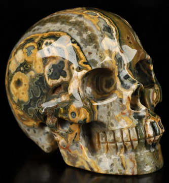 3.5" Ocean Jasper Hand Carved Crystal Skull, Realistic, Crystal Healing
